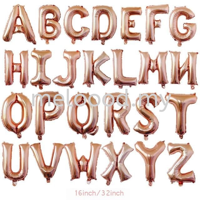 16inch /  32inch Rose Gold and Gradient Color Foil Balloon LETTER Q-Z