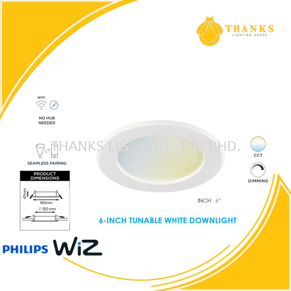 17w 6 inch Philips Wiz LED Tunable White Recessed Smart Downlight