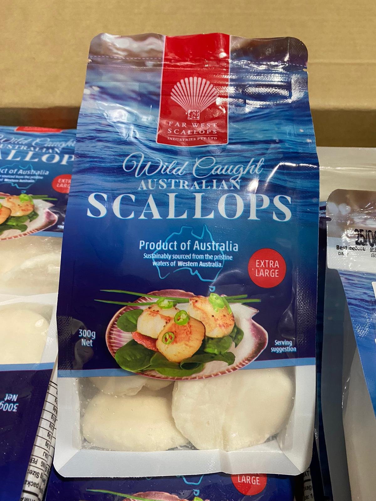 Australia Far West Scallop 10/20 IQF 300g Pack (20pkt/ctn)