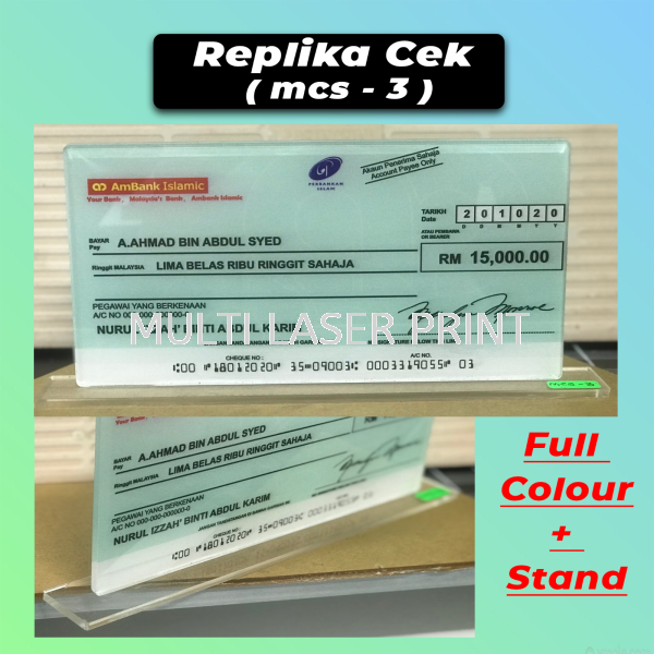Replika Cek (msc-3)  Menu / Replika Cek (Event , Kahwin) Perlis, Malaysia, Kangar Printing, Services, Supplier, Supply | MULTI LASER PRINT