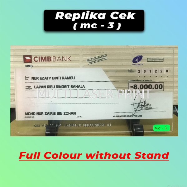 Replika Cek (mc-3) Menu / Replika Cek (Event , Kahwin) Perlis, Malaysia, Kangar Printing, Services, Supplier, Supply | MULTI LASER PRINT