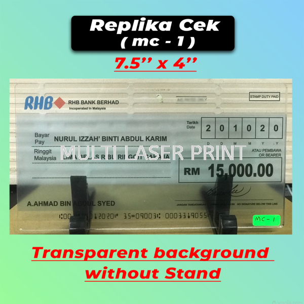 Replika Cek (mc-1) Menu / Replika Cek (Event , Kahwin) Perlis, Malaysia, Kangar Printing, Services, Supplier, Supply | MULTI LASER PRINT