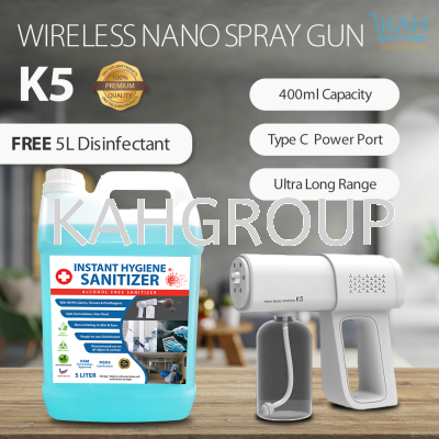 Purchase Wireless Nano Spray Gun K5 @  FREE 5L Ultraejau Instant Hygiene Sanitizer