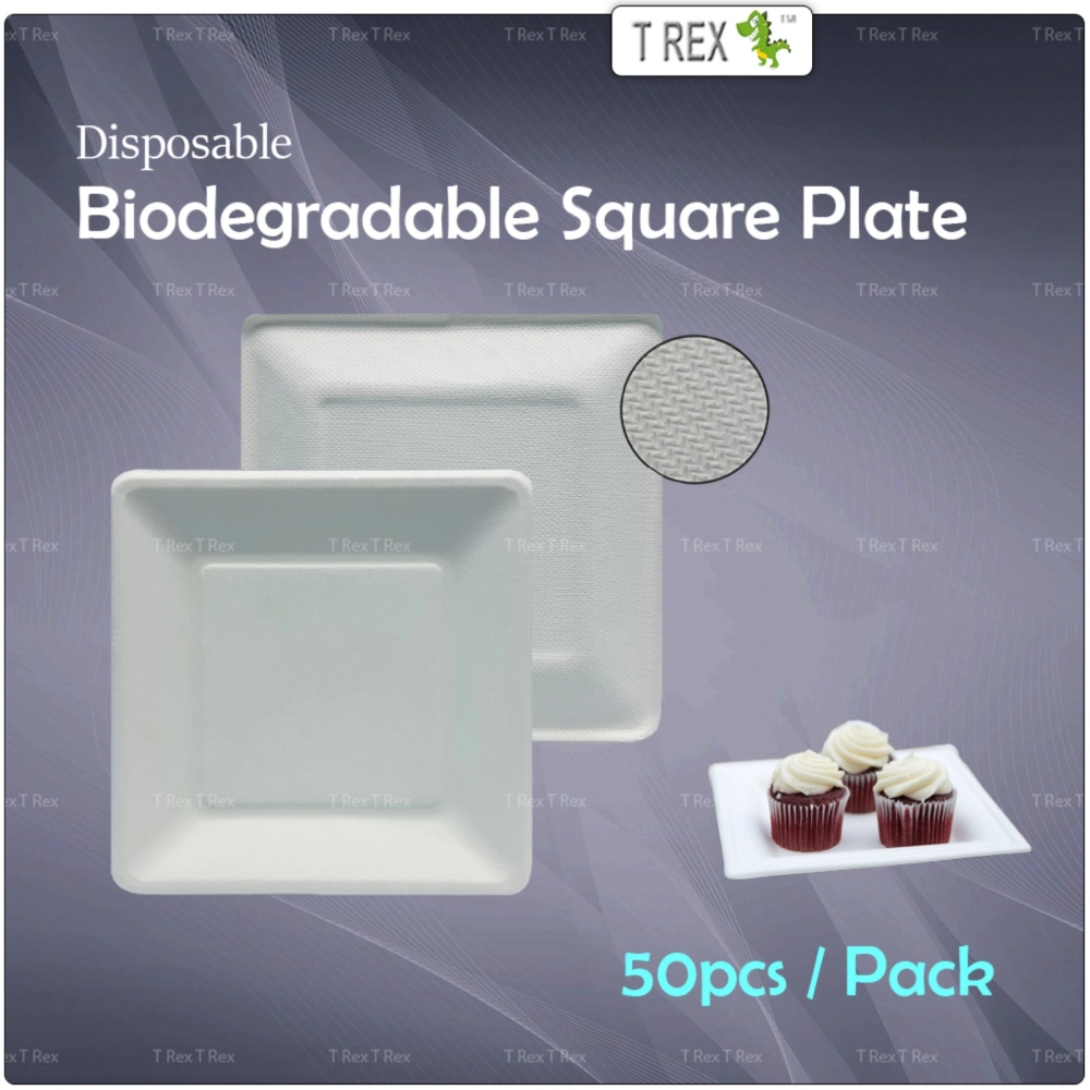 50pcs Disposable Biodegradable Square Plate