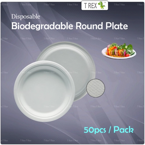 50pcs Disposable Biodegradable Plate