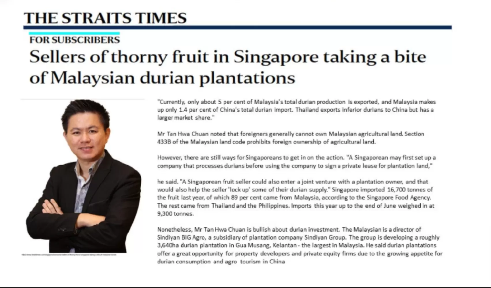 Durian Interview Article