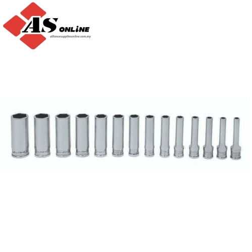 SNAP-ON 14 pc 1/4" Drive 6-Point Metric Flank Drive Xtra Deep Socket Set (4-15 mm) / Model: 114YSTMMY