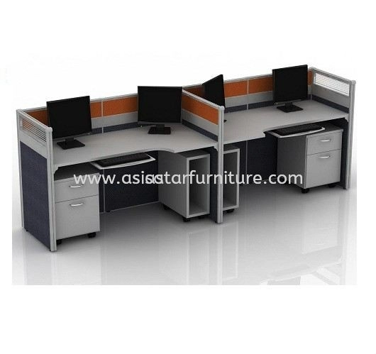 5 FEET RECTANGULAR 2 CLUSTER WORKSTATION PARTITION WITH MOBILE PEDESTAL 2D1F & CPU HOLDER- 2L2