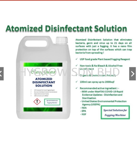 Care Guard Atomized Disinfectant Solution Cleaning & Disinfectant Essential Selangor, Malaysia, Kuala Lumpur (KL), Penang, Kajang, Ayer Itam Supplier, Suppliers, Supply, Supplies | Hygrow Sdn Bhd