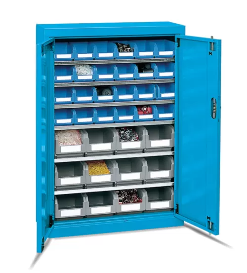700 x 270 x 1000(h)mm Professional Heavy Duty 6-Shelf Parts Storage Cabinet with Doors & Lin Bins (Model 2)