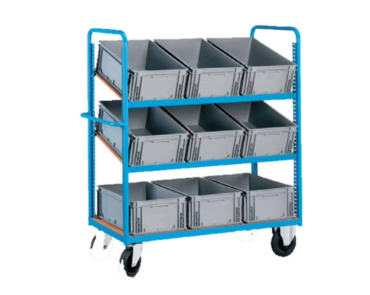 1425 x 525 x 1490(h)mm Professional Single Side 6-Shelf Plastic Storage Bin Trolley (Complete with 24 Bins, Model A74)