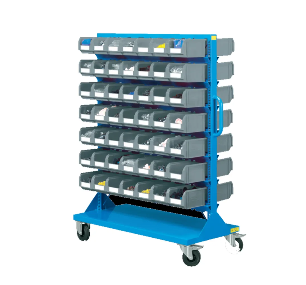 1207 x 540 x 1530(h)mm Professional Double Sides 7-Shelf Plastic Storage Bin Trolley (Complete with 98 Bins, Model C72)