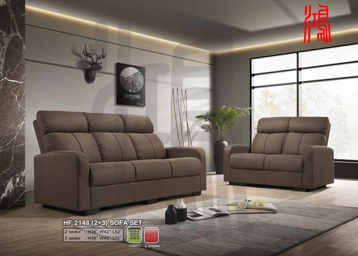 HF 2148 Brown Linen Fabric Sofa Set 2+3 Seater PRE-ORDER 