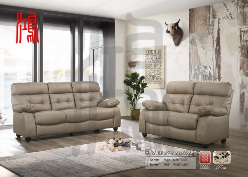 HF 2110 Geniune Cow Leather Sofa Set 2+3 Seater 