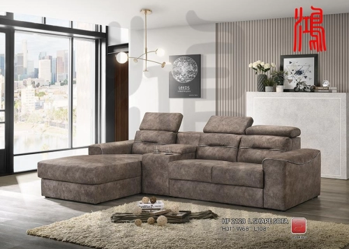 HF 2128 L Shape Corner Velvet Fabric Sofa Set 