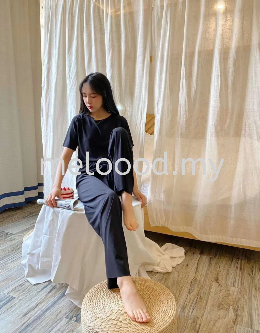 睡衣休闲套装女薄款时尚软软套装宽松家居服短袖女裤 / pajamas casual suit women's thin fashion