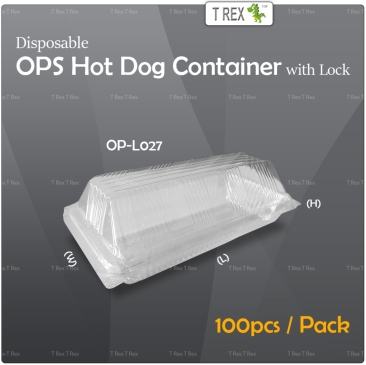 100pcs Disposable OPS Hot Dog Container With Lock