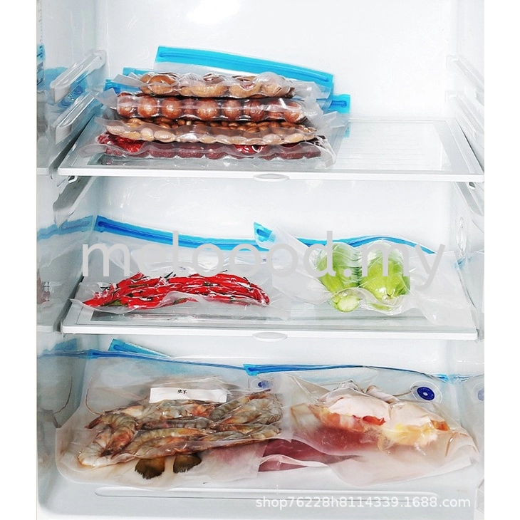 Food Vacuum Reusable Resealable Storage Bag Transparent Sealed Pump Food Preservation Fridge / 食物真空袋透明可重复使用食物保