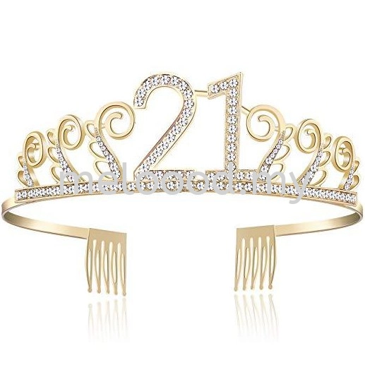 Birthday Party Tiara Rhinestone Headband Hair Loop Crown