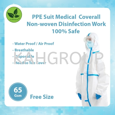 65Gsm PPE Full Suit Medical  Coverall Non-woven Disinfection Work @ 100% Safe 