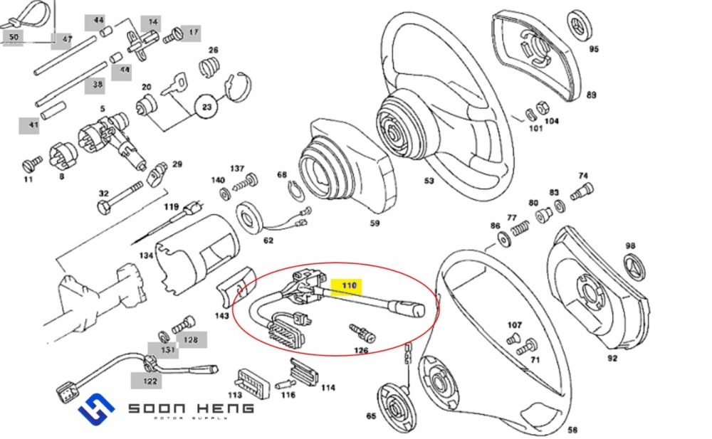 Mercedes-Benz W123, C123, S123, R107, C107 and W116 - Steering Blinker Switch (Original MB)