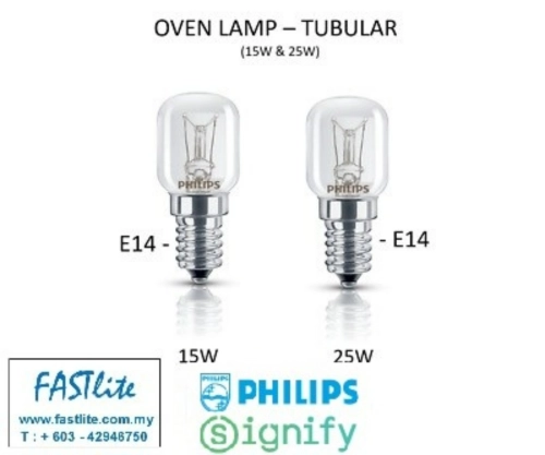 Philips E14 25w 235V 300C T22 Clear Oven bulb