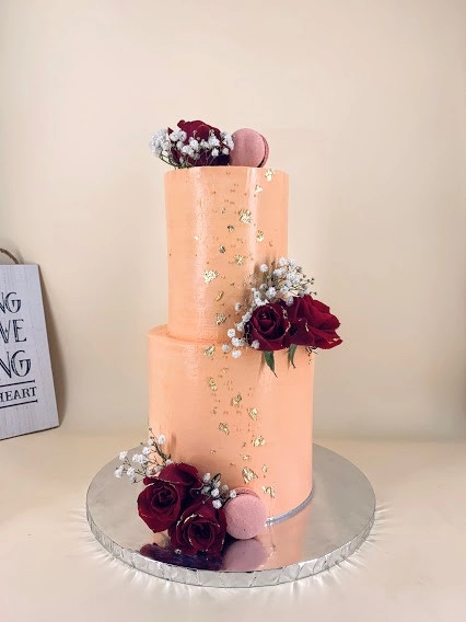 Roses love forever - wedding cake - 2 tiers buttercream cake