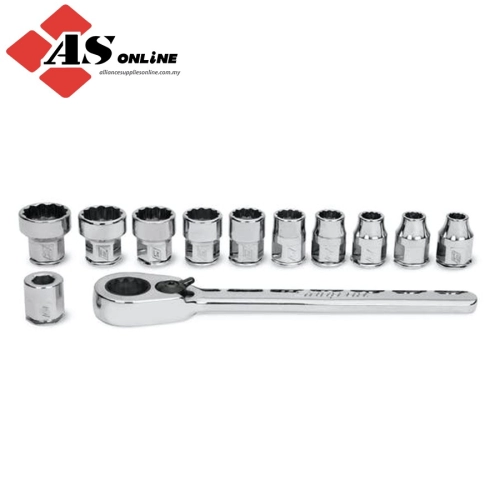 SNAP-ON 12 pc 1/4" Drive 12-Point Metric Flank Drive Low-Profile Ratchet/ Socket Set / Model: 112RTMA