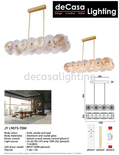 70W CRYSTAL GLASS Long Shape Pendant Light PENDANT LIGHT Selangor, Kuala Lumpur (KL), Puchong, Malaysia Supplier, Suppliers, Supply, Supplies | Decasa Lighting Sdn Bhd