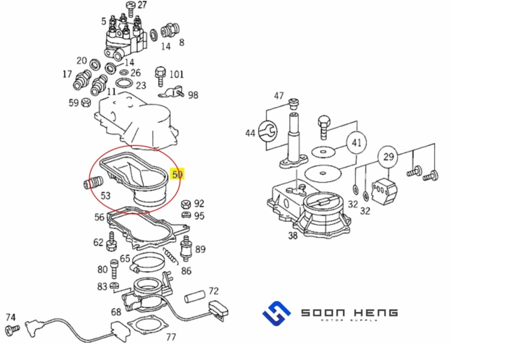 Mercedes-Benz with Engine M103 KE-Jetronic - Intake Pipe Housing Air Duct (Original MB)