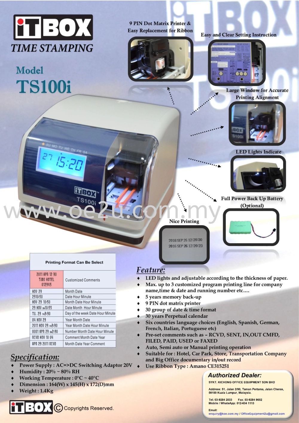 iTBOX TS100i Electronic Time & Date Stamping Machine