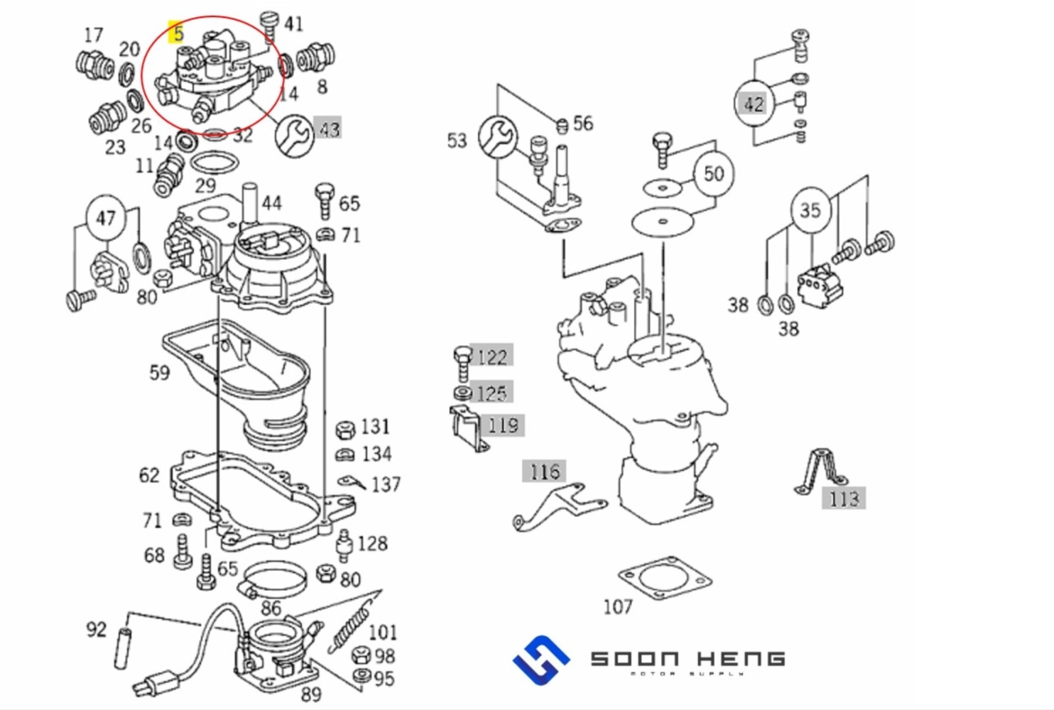 Mercedes-Benz with Engine M102.961/ 962/ 963/ 964/ 982/ 985/ 987 - Fuel Distributor Repair Kit (Aftermarket)