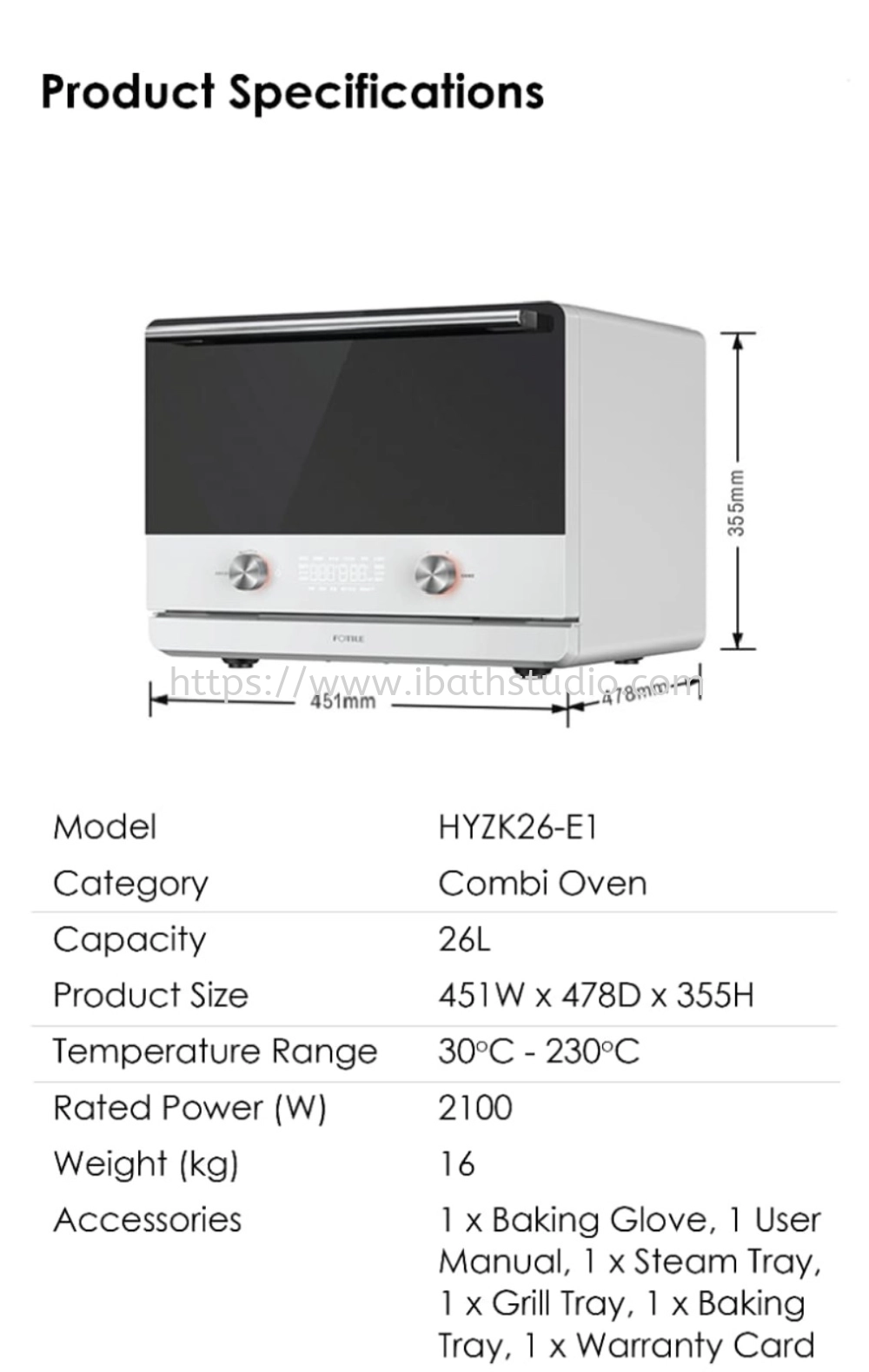 FOTILE ONE OVEN HYZK26-E1