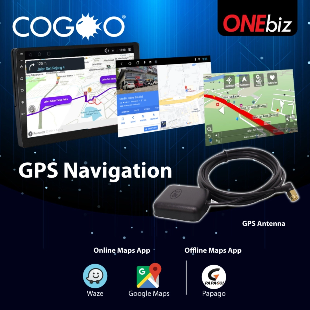 Cogoo CG8 9 or 10.1 Inch Android GPS QLED 1280 x 720p HD Player 8 Core 6GB RAM + 128GB ROM + 4G Sim Slot - CG8-010Q6-DSP128 / CG8-009Q6-DSP128