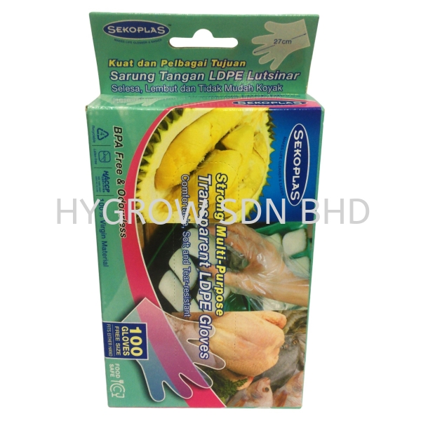 Sekoplas Strong Multi-Purpose Transparent LDPE Gloves 1 Carton Glove Essential Selangor, Malaysia, Kuala Lumpur (KL), Penang, Kajang, Ayer Itam Supplier, Suppliers, Supply, Supplies | Hygrow Sdn Bhd