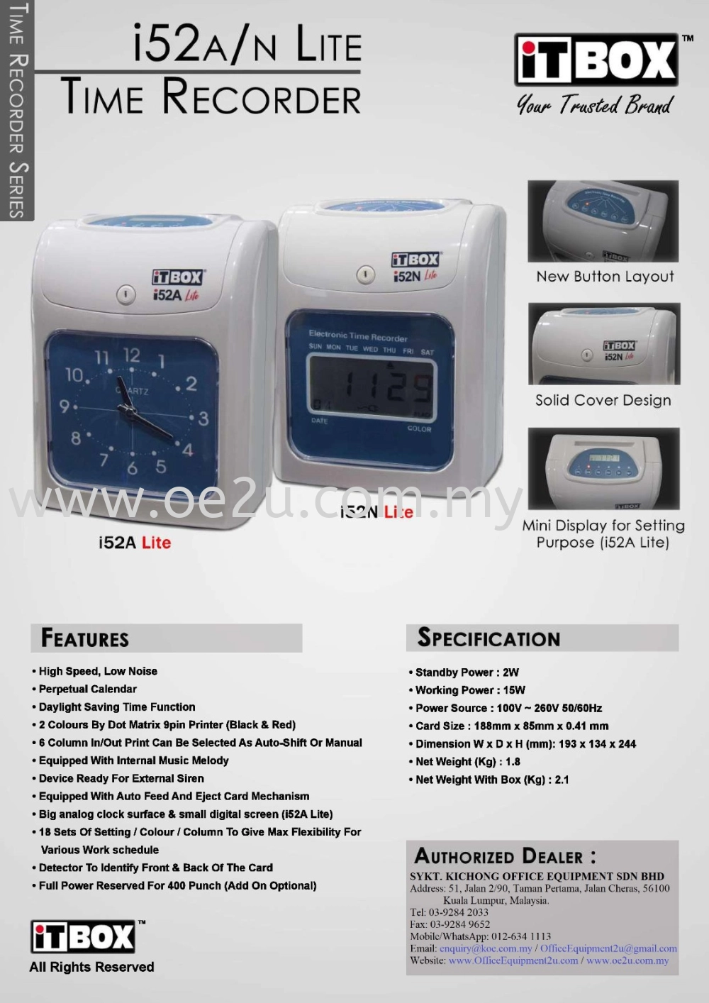 iTBOX i52N Lite Electronic Time Recorder