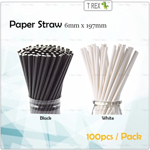 100pcs Paper Straw 6mm x 197mm