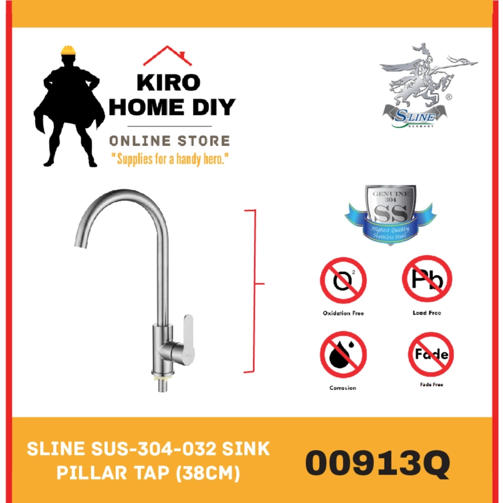 SLINE SUS-304-032 Sink Pillar Tap (38cm) - 00913Q