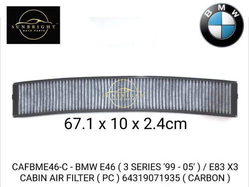 CAFBME46-C - BMW E46 ( 3 SERIES '99 - 05' ) / E83 X3 CABIN AIR FILTER ( PC ) 64319071935 ( CARBON )