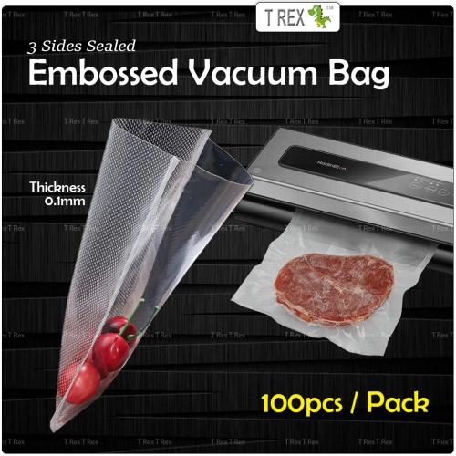 Transparent 3 Sides Sealed Embossed Vacuum Nylon Plastic Bags