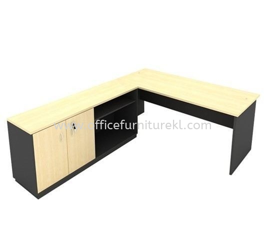 5' OFFICE TABLE | STUDY TABLE | COMPUTER TABLE C/W DUAL SIDE CABINET SET AGT 157 (Color Maple & Dark Grey) - office table set Berjaya Park |  office table set Kelana Jaya | office table set Sentul | office table set Direct Factory Price