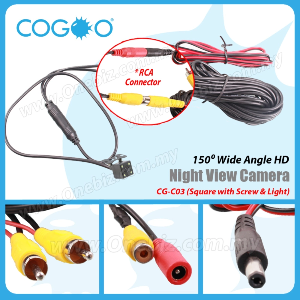 Cogoo Night View Front & Reverse Camera - Square with Screw Light - CG-C03