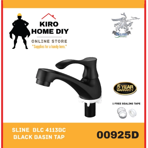 SLINE  BLC 4113BC Matte Black Basin Tap - 00925D