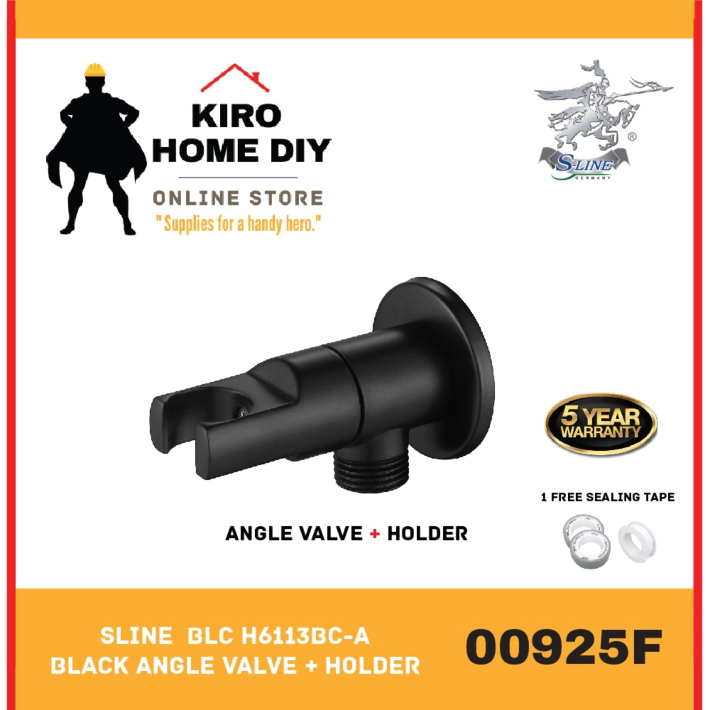 SLINE  BLC H6113BC-A Black Angle Valve + Holder - 00925F