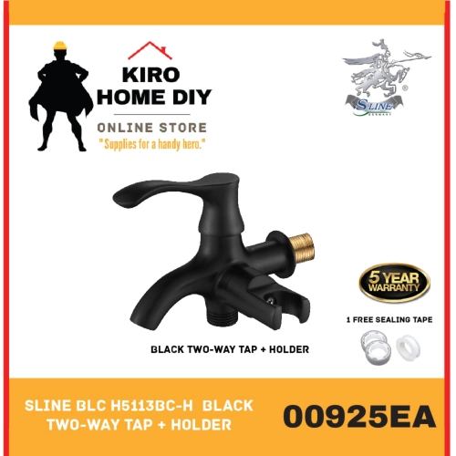 SLINE BLC H5113BC-H Matte Black Two-Way Tap + Holder - 00925EA