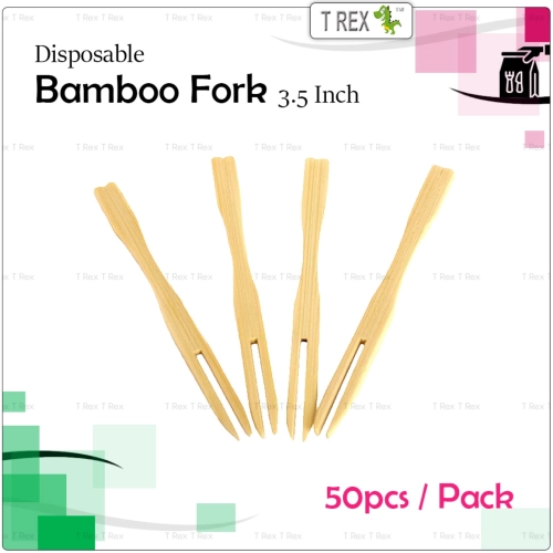 50pcs Disposable Bamboo Fork