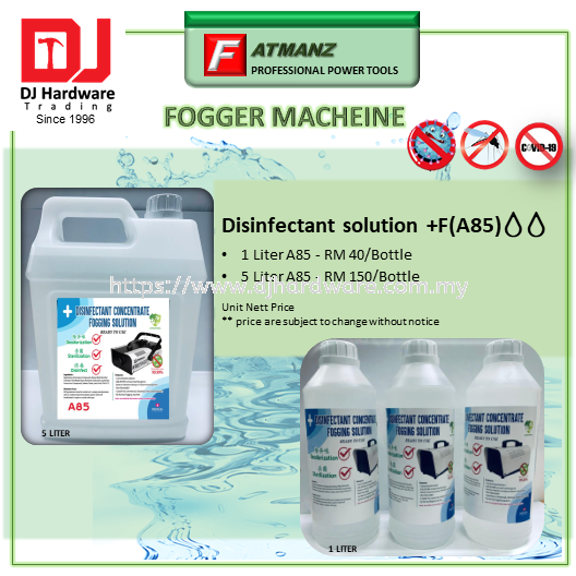 DISINFECTANT SOLUTION +F A85 1 Liter  SANITIZER EQUIPMENT TOOLS & EQUIPMENTS Selangor, Malaysia, Kuala Lumpur (KL), Sungai Buloh Supplier, Suppliers, Supply, Supplies | DJ Hardware Trading (M) Sdn Bhd