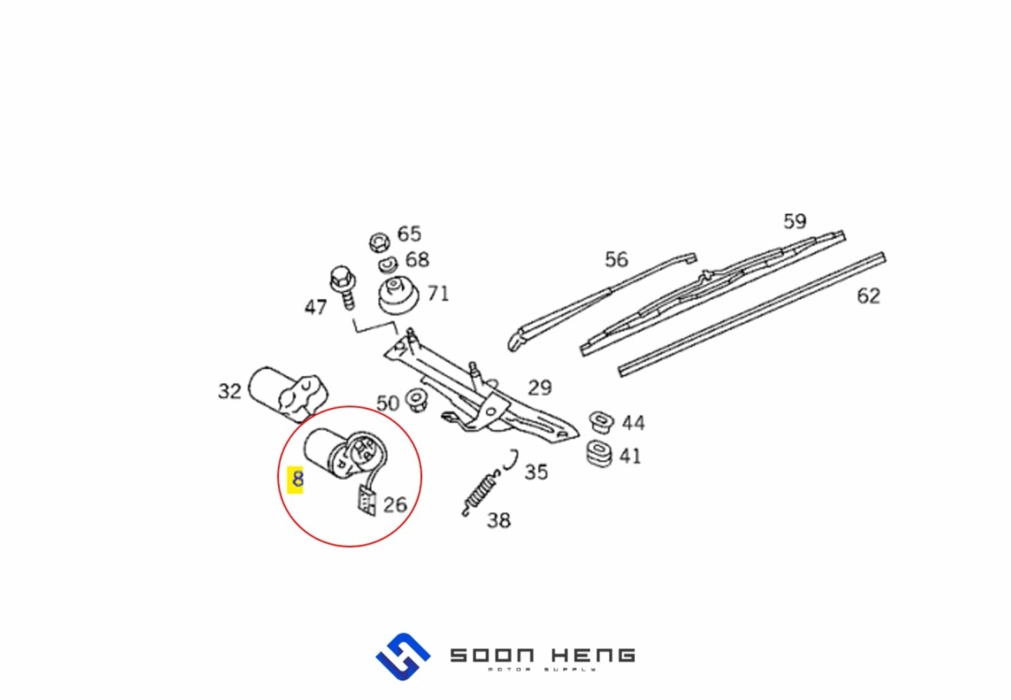 Mercedes-Benz W126 and C126 - Wiper Motor (BOSCH)