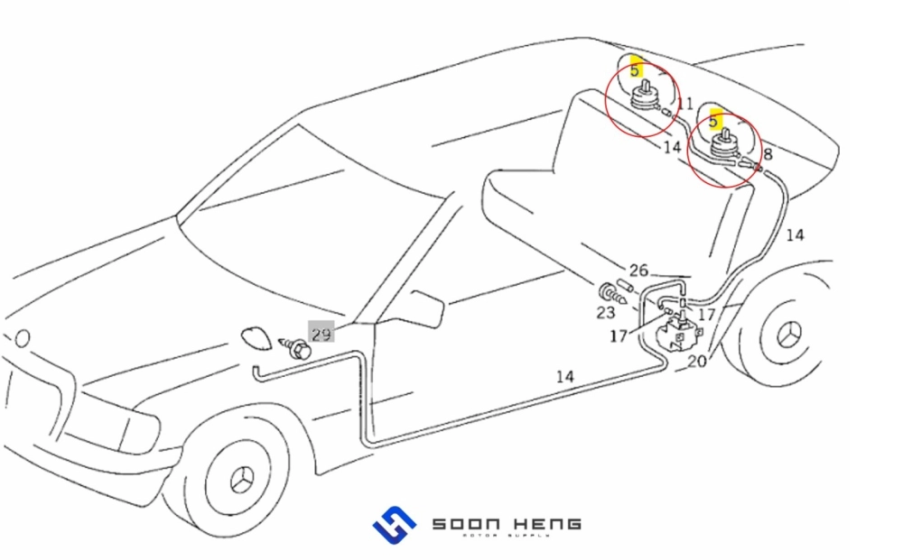 Mercedes-Benz W124, C124, S124 and W140 - Rear Seat Headrest Folding Mechanism (Original MB)
