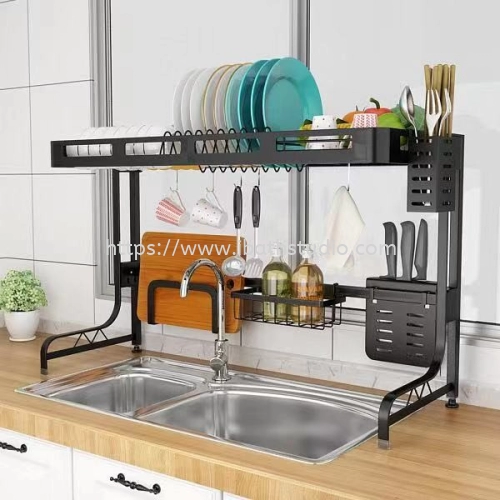 LIVINOX LDR-KSR95-BK 2 Layer Stainless Steel Sink Rack (Black) 